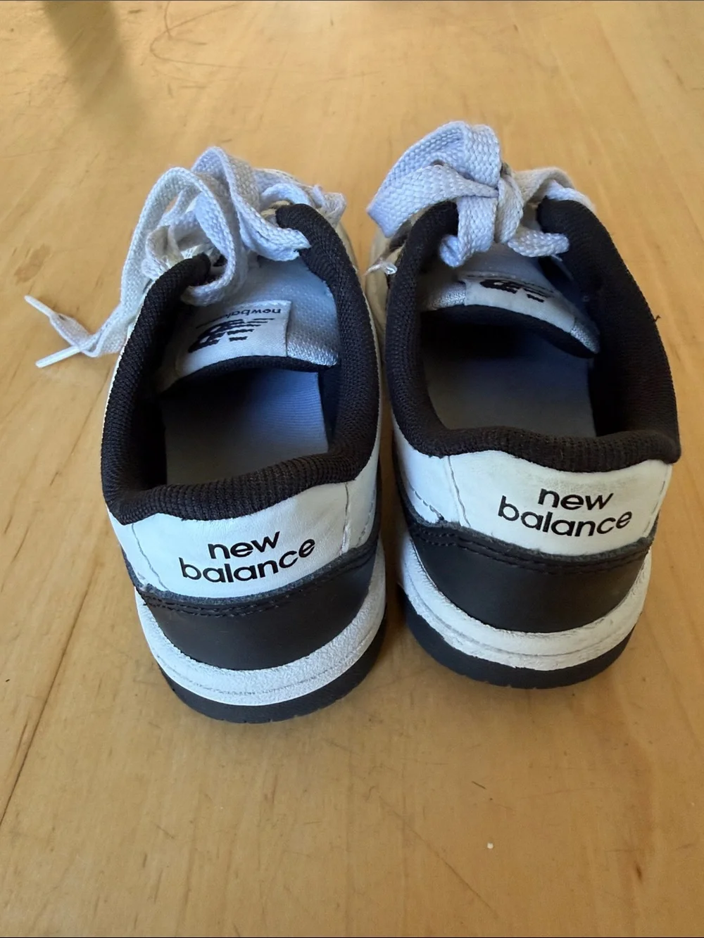 New Balance White and Black Kids Sneakers